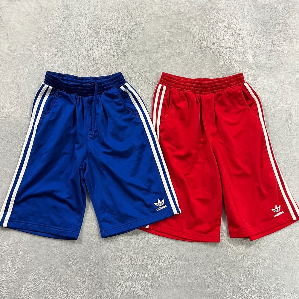 Adidas Originals Shorts Mens S Lot Of 2 Blue Red 3 Stripe Trefoil Basketball